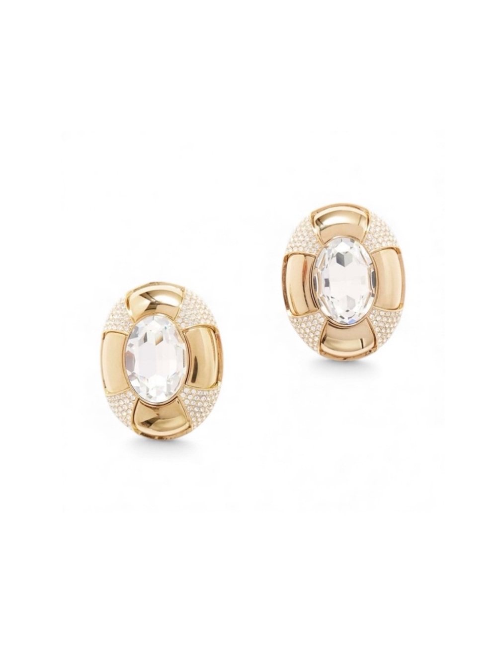 SAINT LAURENT
Gold-tone crystal clip earrings